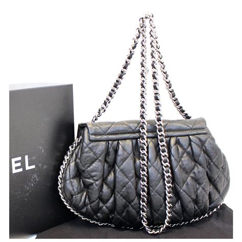 chanel chain around bag black|Chanel black quilted crossbody bag.